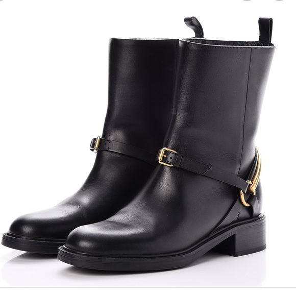 GUCCI Black Leather Horsebit Ankle Boots size 40 - Picture 2 of 14